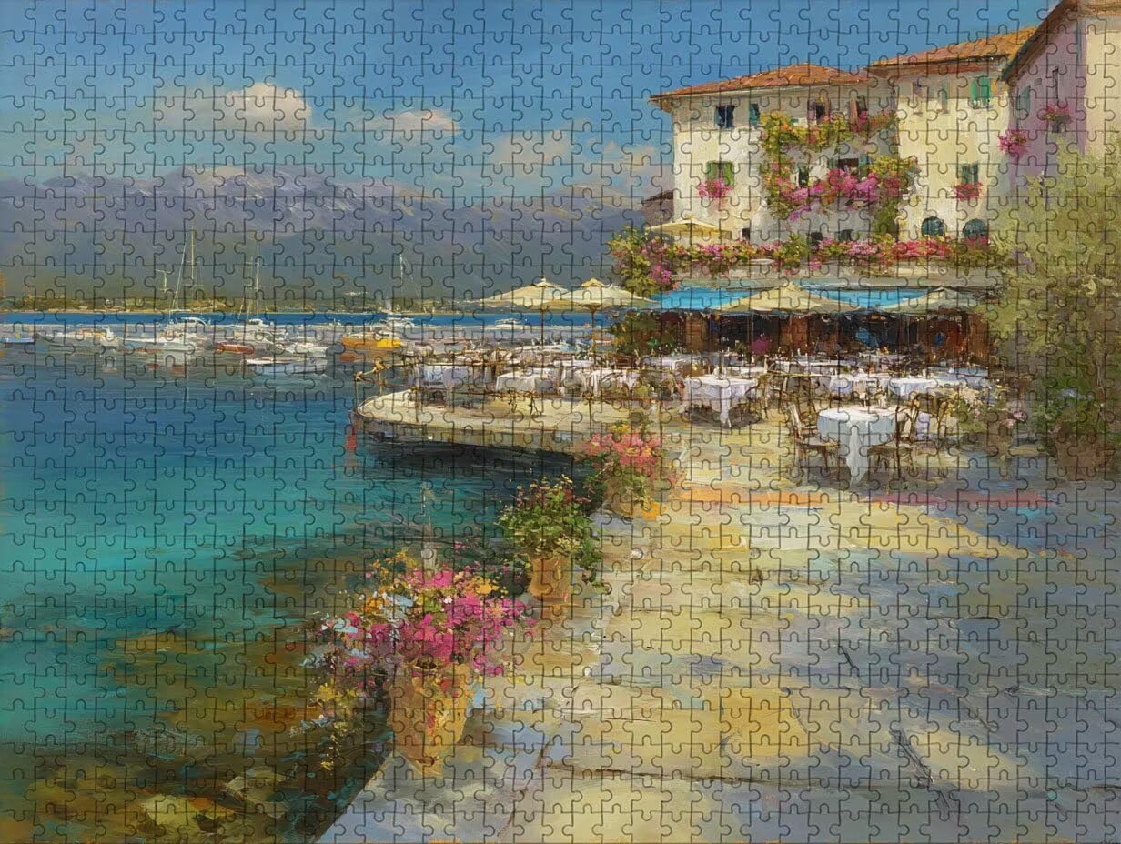 Przybrzeżne Puzzle 3000 sztuk dorosłych, drewniane puzzle z pudełkiem 122 x 81 cm, pomysł na prezent dla mężczyzn i kobiet, zabawa dla dorosłych, do gier rodzinnych, gier wyzwań, trwałe pudełko, 8