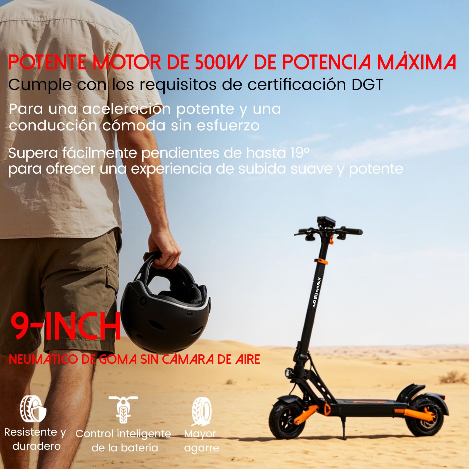 Patinete Eléctrico Adultos Homologado DGT 68km Autonomía Patin Electrico | Patinete eléctrico todoterreno Batería 48V 15.6Ah, Doble Freno, 9" Tubeless ,Sistema de Doble suspensión IP54,Carga 120KG
