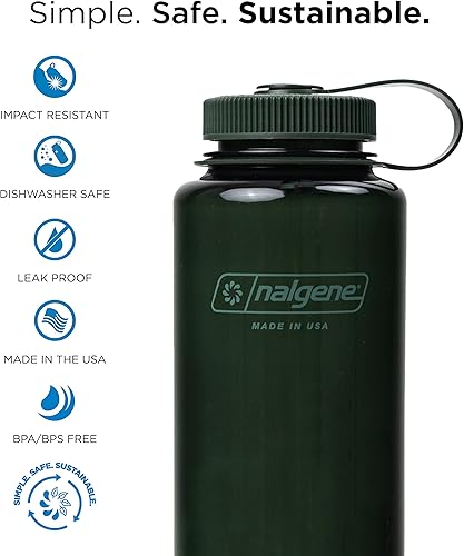Miniatura 25 de Nalgene Sustain - Botella de agua de Tritan sin bisfenol A hecha con un 50 % de material derivado de restos de plástico, 32 fl oz, boca ancha