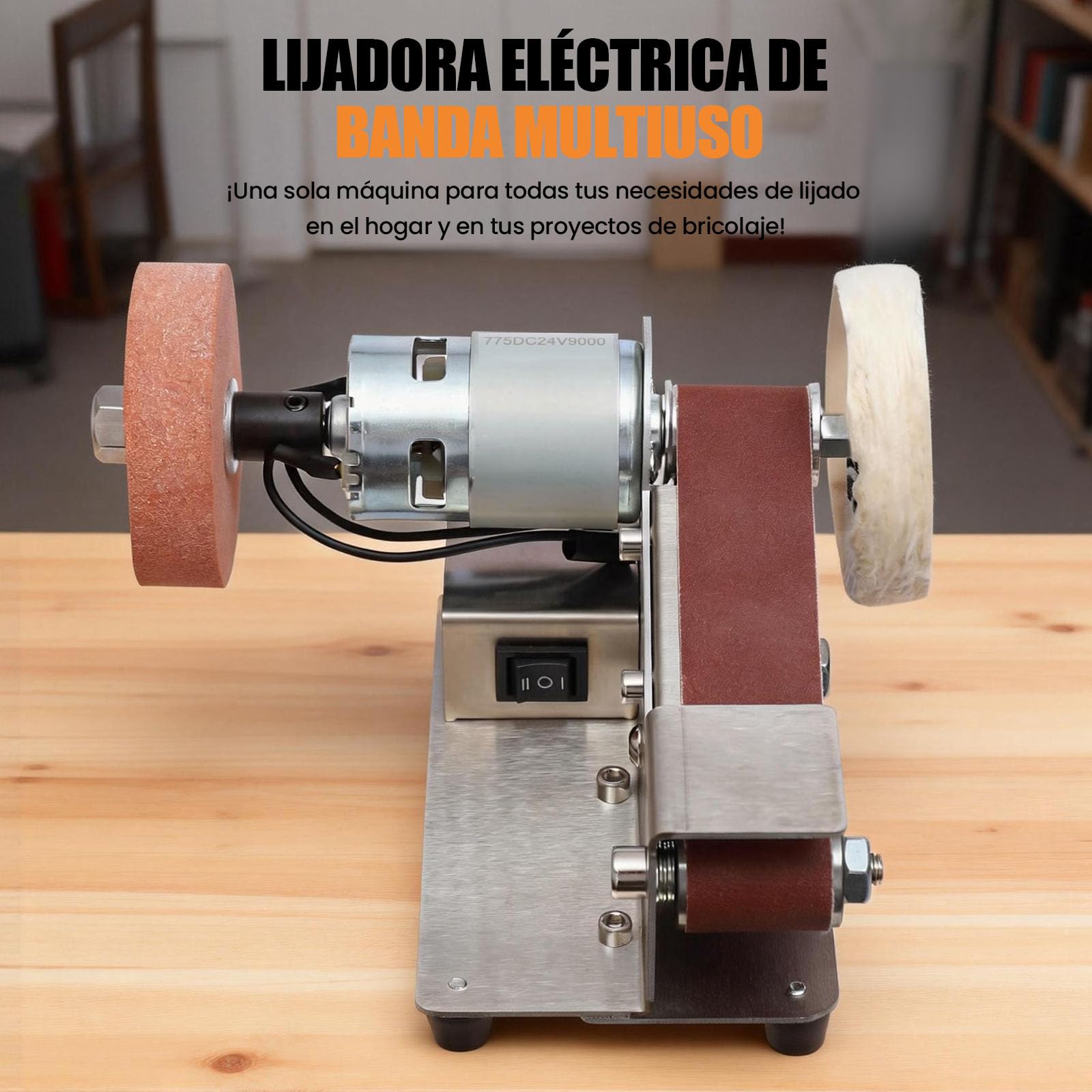 Lijadora de banda eléctrica, lijadora de banda pequeña con 20 bandas de lijado, pulidora ajustable de 7 niveles para aluminio, ámbar, cerámica, vidrio