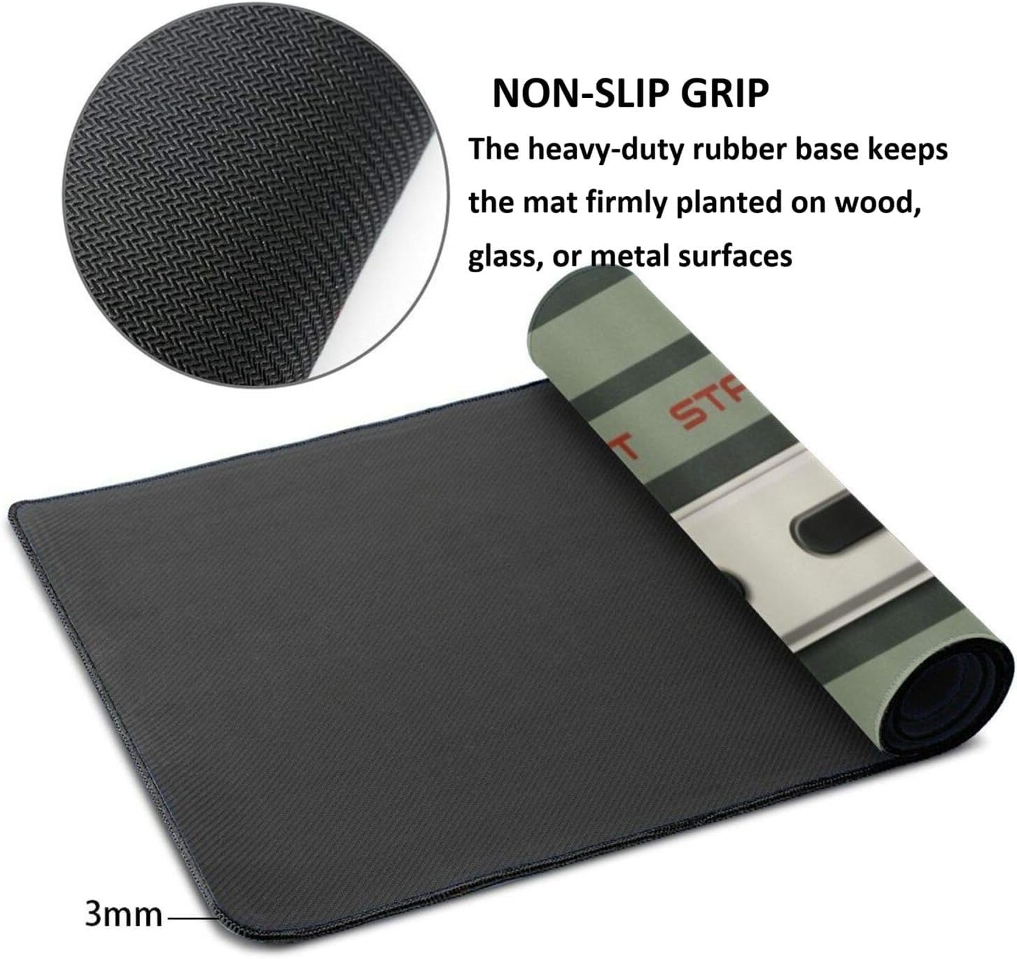 Close-up of the non-slip rubber base of the NBCP Large Gaming Mouse Pad.