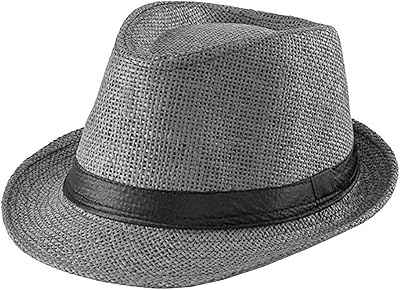 Silver Fever Stripped Panama Fedora Hat for Men or Women (Grey Black Belt)