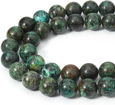 45pcs 8mm Natural African Turquoise Gemstone Beads Energy Healing Crystal Round Loose Stone Beads for Jewelry Making, DIY Bracelets Necklaces