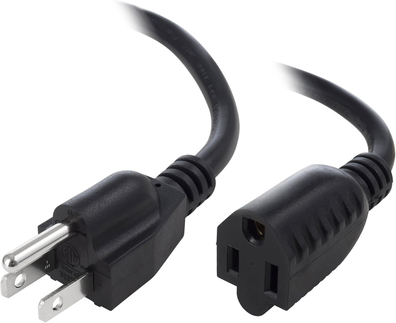 Maximm Cable 3 Ft Power Extension Cord/Wire, Electrical Power Cord 3 Prong Grounded Wire, 16Awg - White - ETL Listed