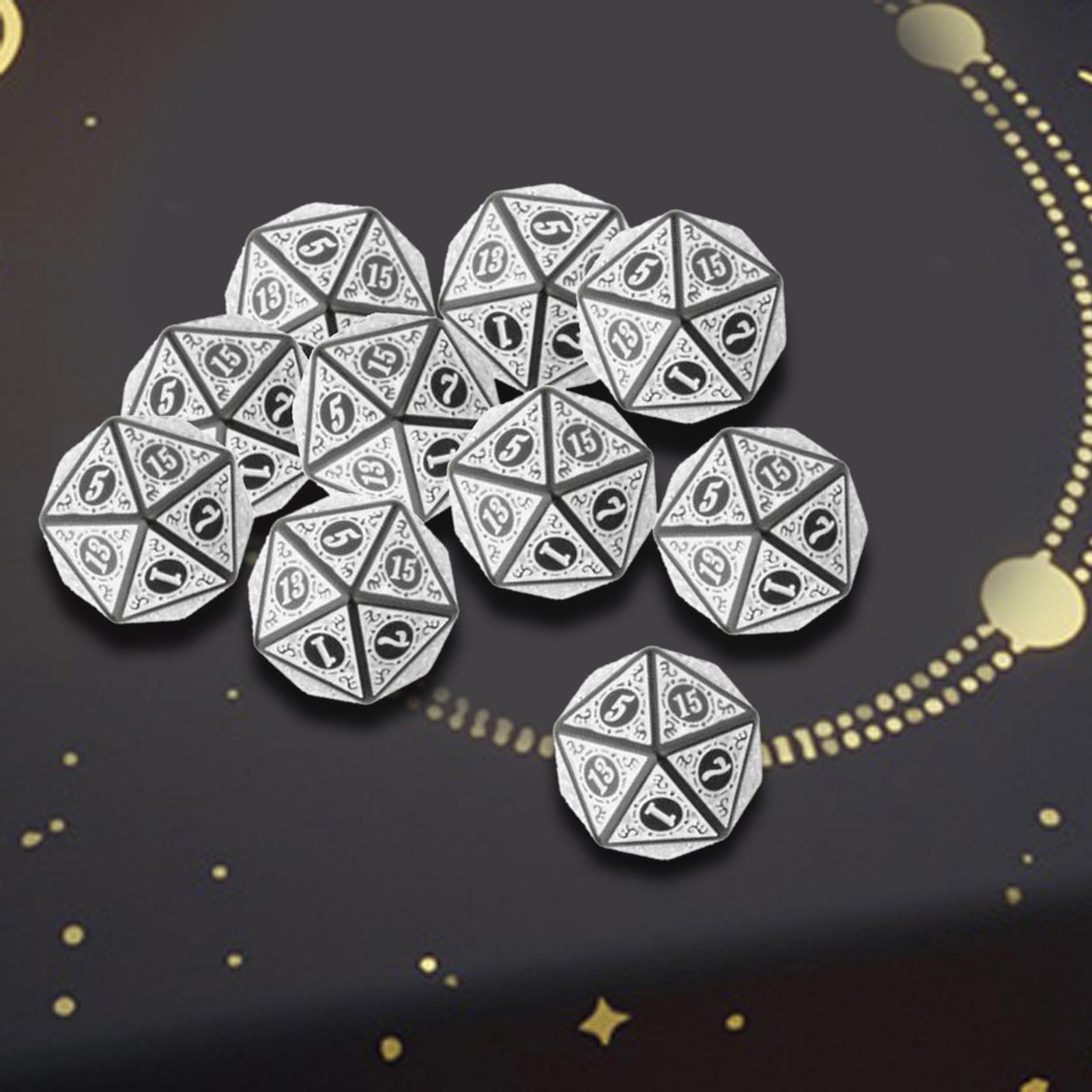 Lot de 10 dés polyédriques résistants à l'usure pour MTG, jouets, cadeau, RPG, blanc, 20 mm