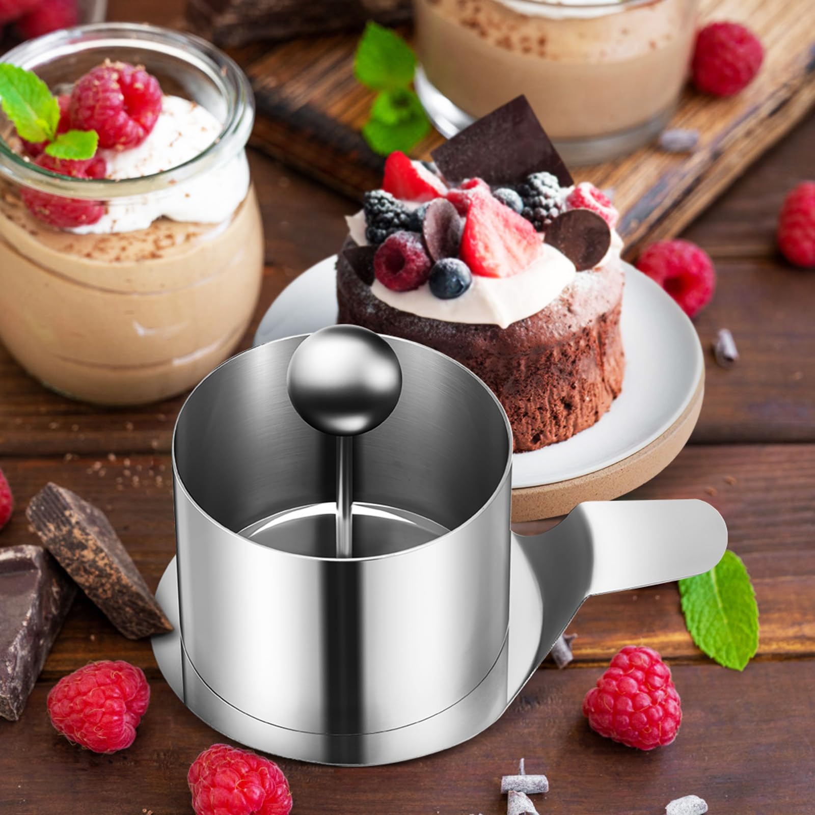 Homoyoyo 1 Set Moldes de Anillo de Acero Inoxidable para Mousse y Pasteles, Diseño Redondo Clásico, Adecuado para Hornear Postres Caseros y Pequeñas Reuniones
