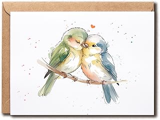 Bird Couple Card - Love Birds Card - Valentine's Day Card - Greeting Card - Cute Anniversary Card - Gift For Him For Her - Bird Lover Card