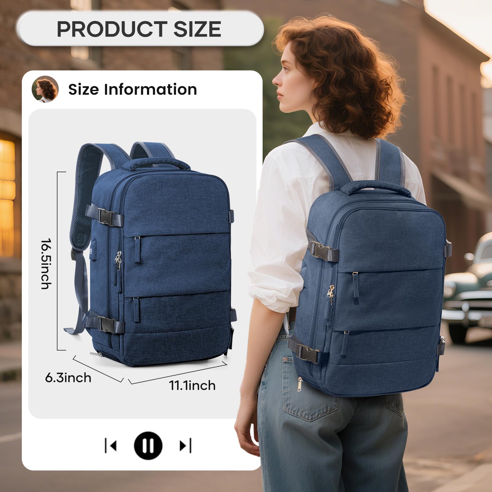 BJLFS Borse da Cabina per Ryanair 40x30x20 Zaino Wizzair Sottovuoto da viaggio 40x20x25 Bagaglio a Mano con compressione sottovuoto,Zaino Easyjet 45x36x20,Zaini Casual per laptop da 14 pollici