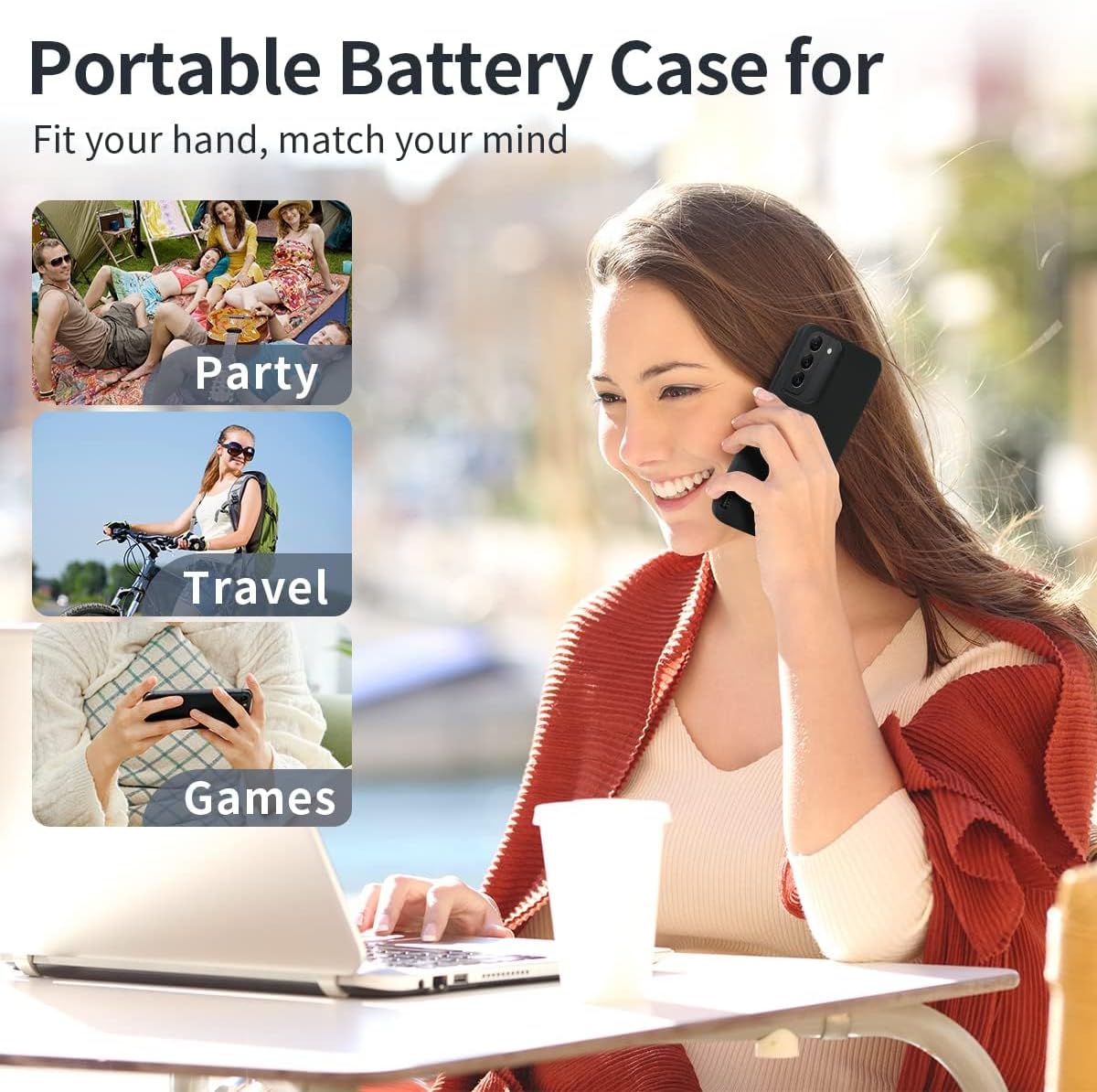 Battery Case for Galaxy S20 Ultra, Extended Charging Cases for Samsung Galaxy S20 Ultra 6000mah Rechargeable External Backup Power Bank Charger Cover, Black