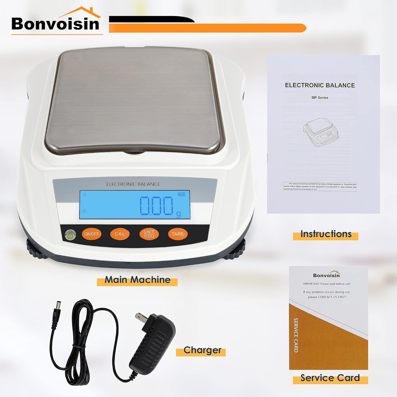 Bonvoisin Lab Scale Rechargeable Electronic Balance 3000gX0.01g Precision Analytical Balance Laboratory Balance Scientific Scale: Industrial & Scientific