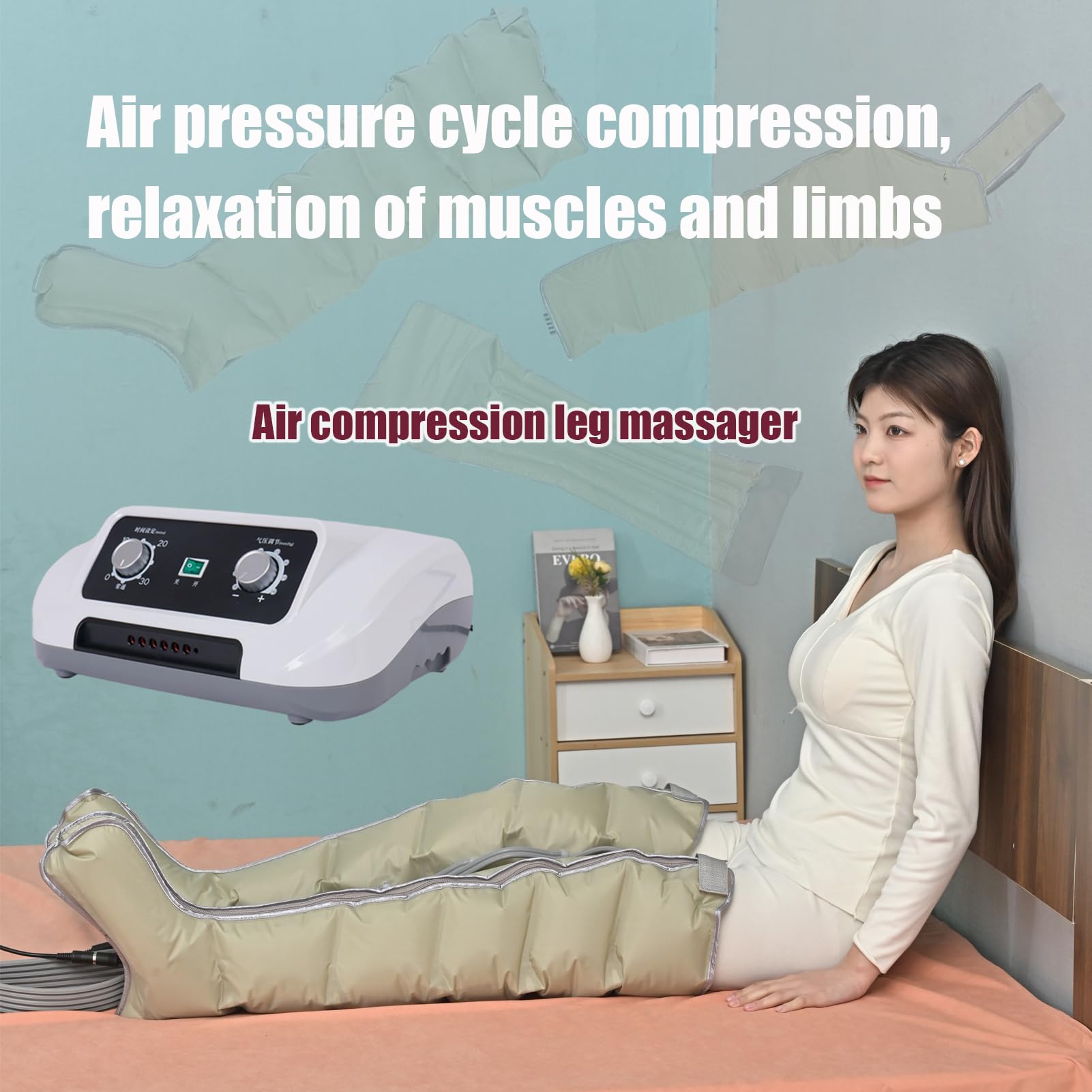 Massaggiatore per il drenaggio linfatico Widppsopt, massaggiatori elettrici per piedi e gambe, allevia il dolore alle gambe con il drenaggio linfatico, migliora la circolazione, per la circo