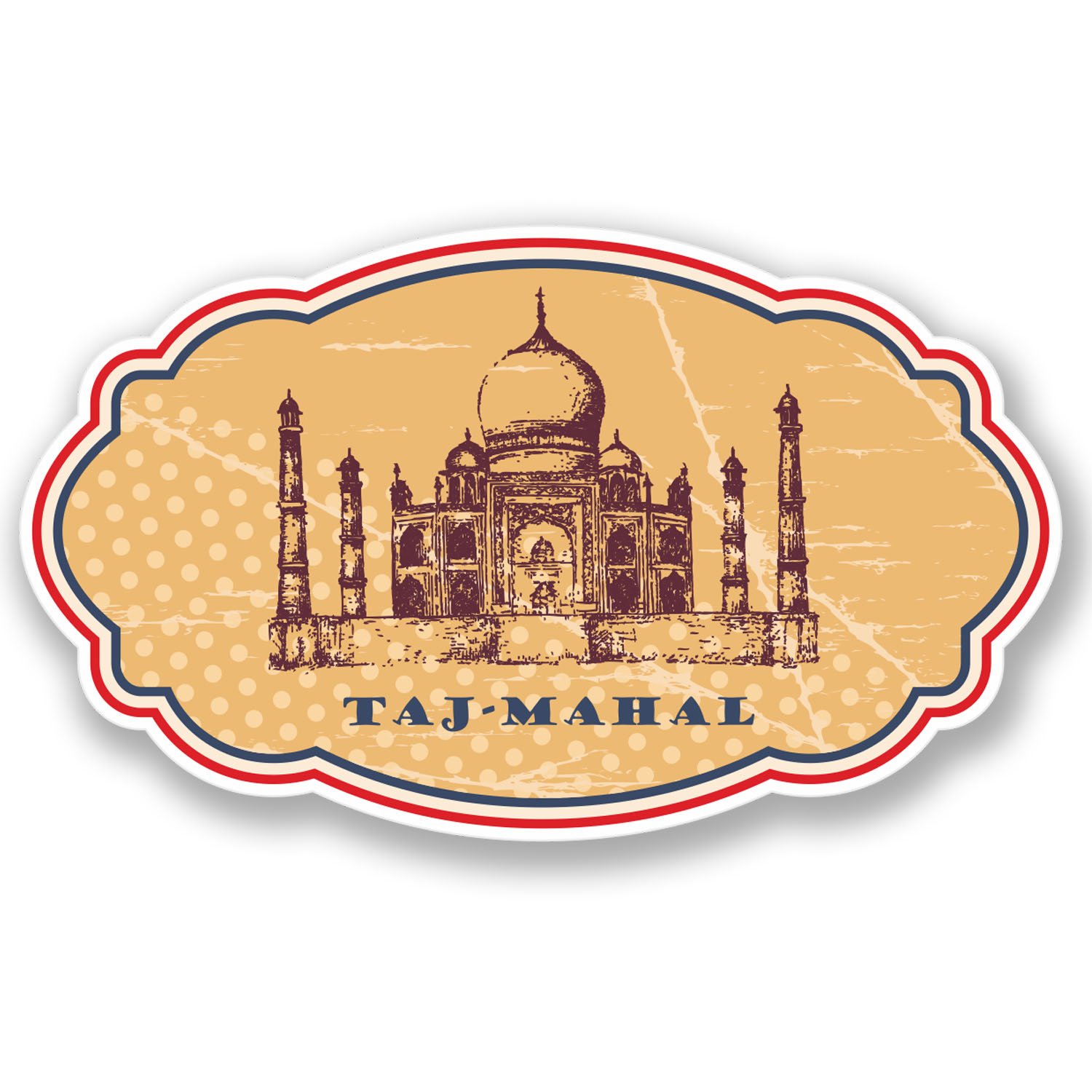 2 x Taj Mahal Vinyl Sticker Bike Laptop Luggage Vintage Label Travel #4334 (10cm Wide x 6cm Tall)