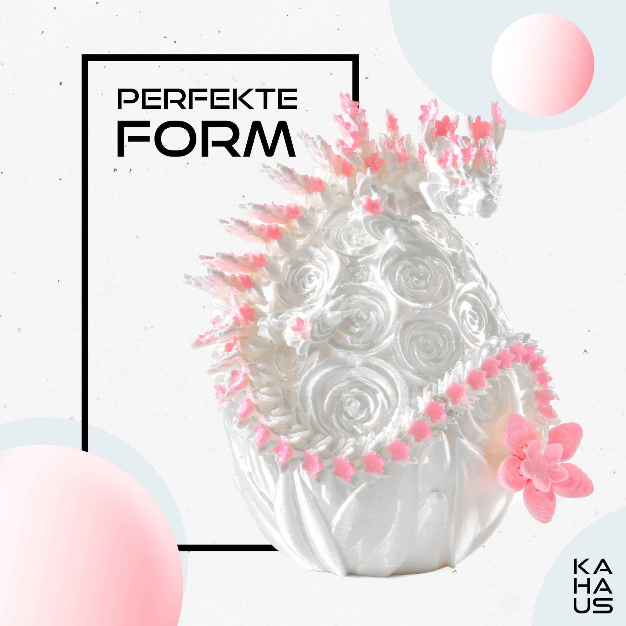3D Dragon in the Egg - Dragon Egg with Dragon 36 cm Figure | 12 cm Large Egg | Hatching Surprise Dragon in White/Pink with Floral Pattern | Movable Fantasy Toy & Collectible Figure for Children - Image 2