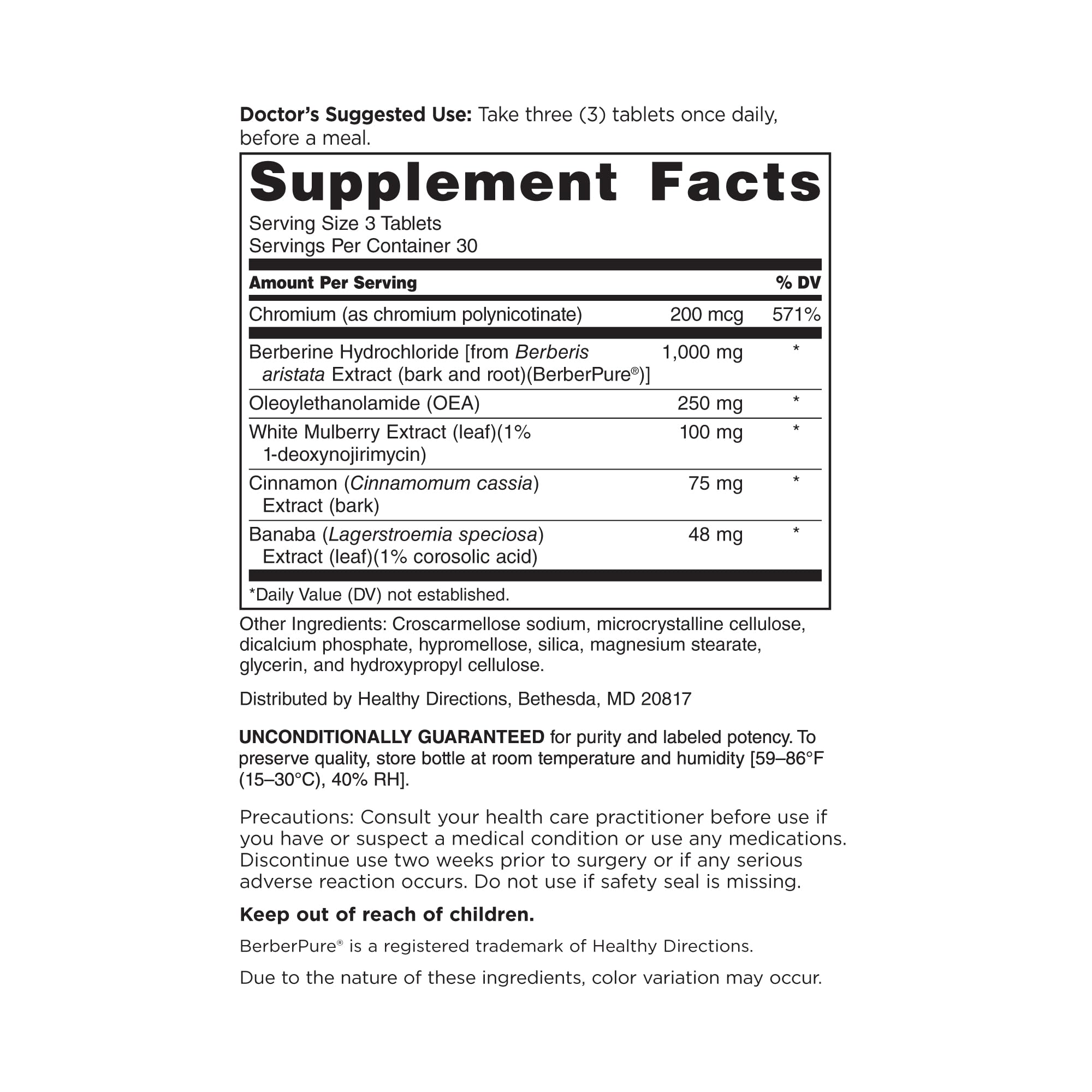 DOCTORS' PREFERRED Berberine Supplement with Cinnamon & Chromium, 90ct — Amazon image 2