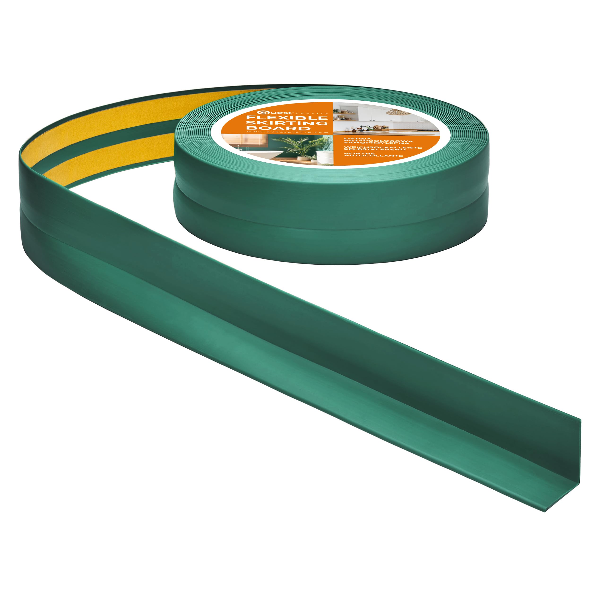 Quest Skirting Board PVC 30 x 30 mm Self-Adhesive - Green, 10 m