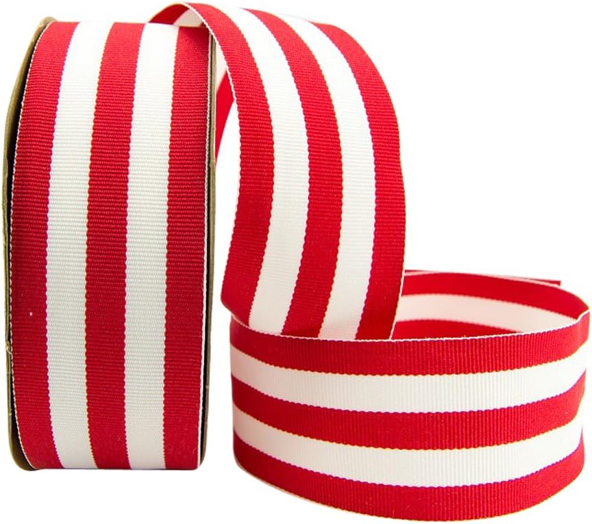 Grosgrain Mono Stripes 5/8 inch Red by The Yard 100% Polyester Ribbon