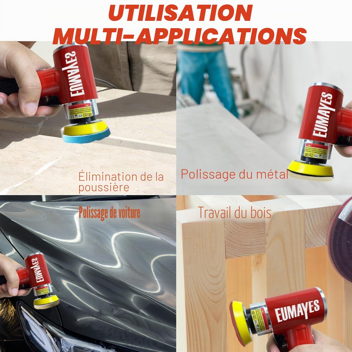 Mini Polisseuse, 25 mm, 50 mm, 75 mm, Ponceuse Excentrique à Air Comprimé, Petit Ponceuse à Air Comprimé avec Papier Abrasif, Tampon de Polissage pour le Polissage et le Ponçage