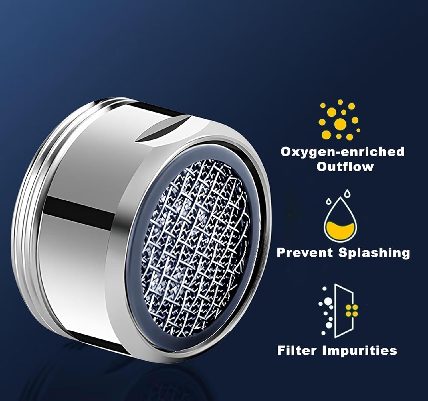 Bathroom Sink Aerator,1.8 GPM Faucet Aerator 15/16 In Male Thread Chrome Solid Brass and 304 Stainless Steel Filter, Aerator for Sink Faucet Aerators with Gasket for Bathroom or Kitchen