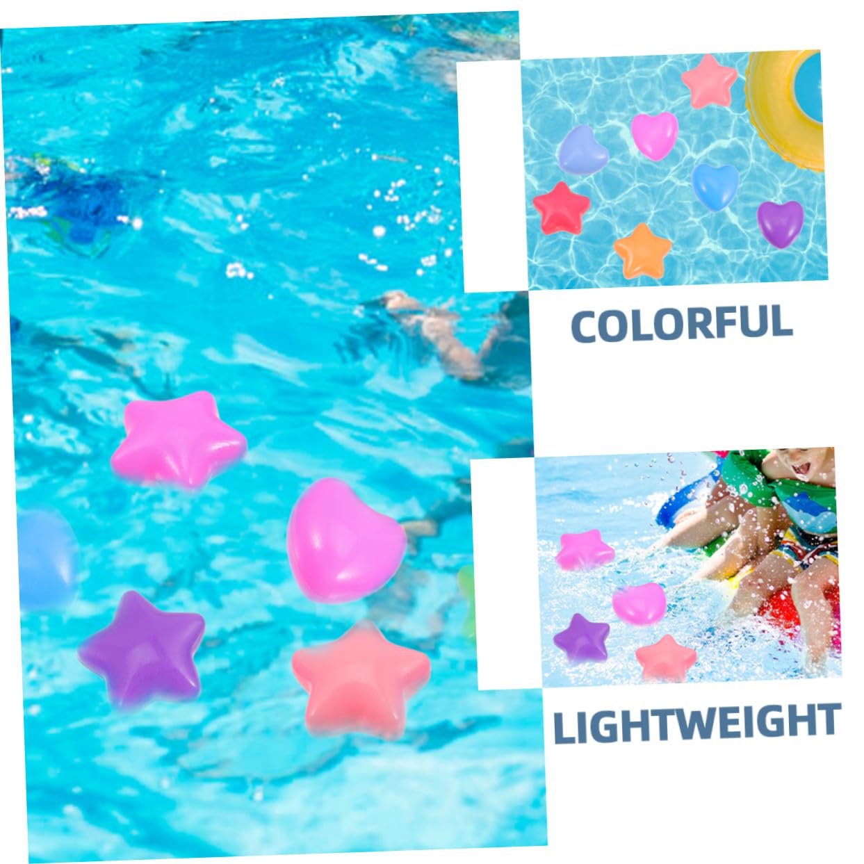 80 Bolas para Piscina en Forma de Estrella y Corazón, Hechas de PE, Ideales como Accesorios Decorativos Enseñar a Contar en Parques Infantiles y Áreas de Juegos