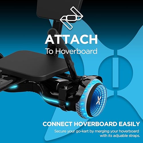 Miniatura 4 de Hover-1 Turbo Hoverboard Combo | Accesorio de asiento Buggy, velocidad máxima de 7 MPH, rango de 6 millas, motor de 400 W (2 x 200 W), tiempo de
