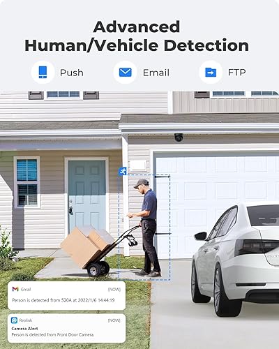 Miniatura 3 de REOLINK Cámara de seguridad para exteriores, cámara de vigilancia IP PoE, detección inteligente de seres humanosvehículos, funciona con hogar