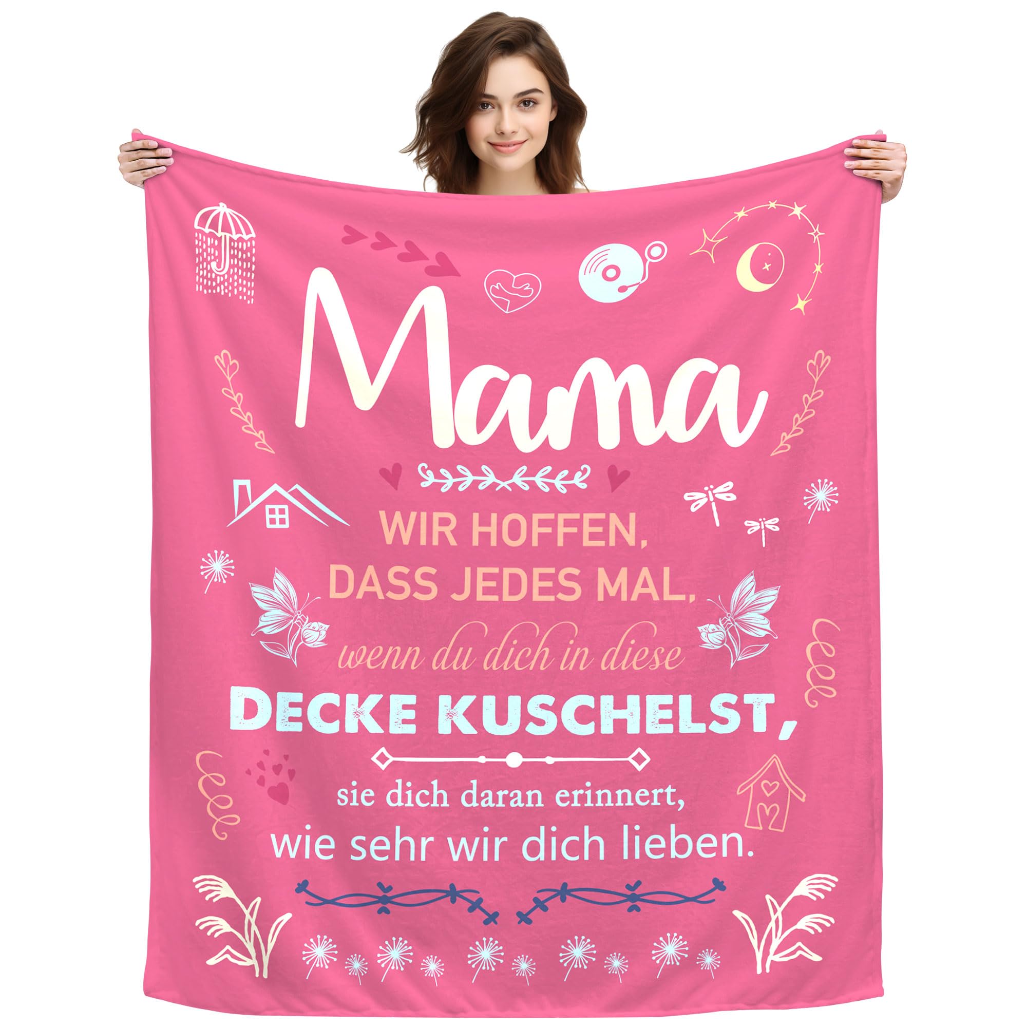 ACAROMAY Original Muttertagsgeschenke für Mama Mutter Frauen Kuscheldecke Geschenke für Mama Weihnachten Valentinstag Geburtstagsgeschenk für Mutter von Tochter Sohn Tragbare Decken (Mama-A)
