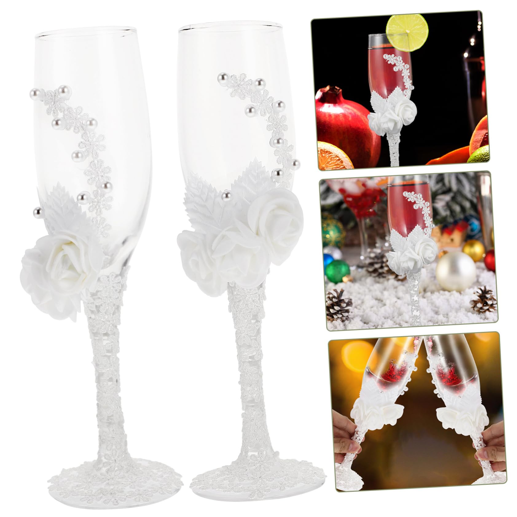 Abaodam Coupe à Vin Rouge Verre à Vin De Mariage Gobelets Décoratifs Dentelle Pour Fête Mariage Fournitures De Verrerie