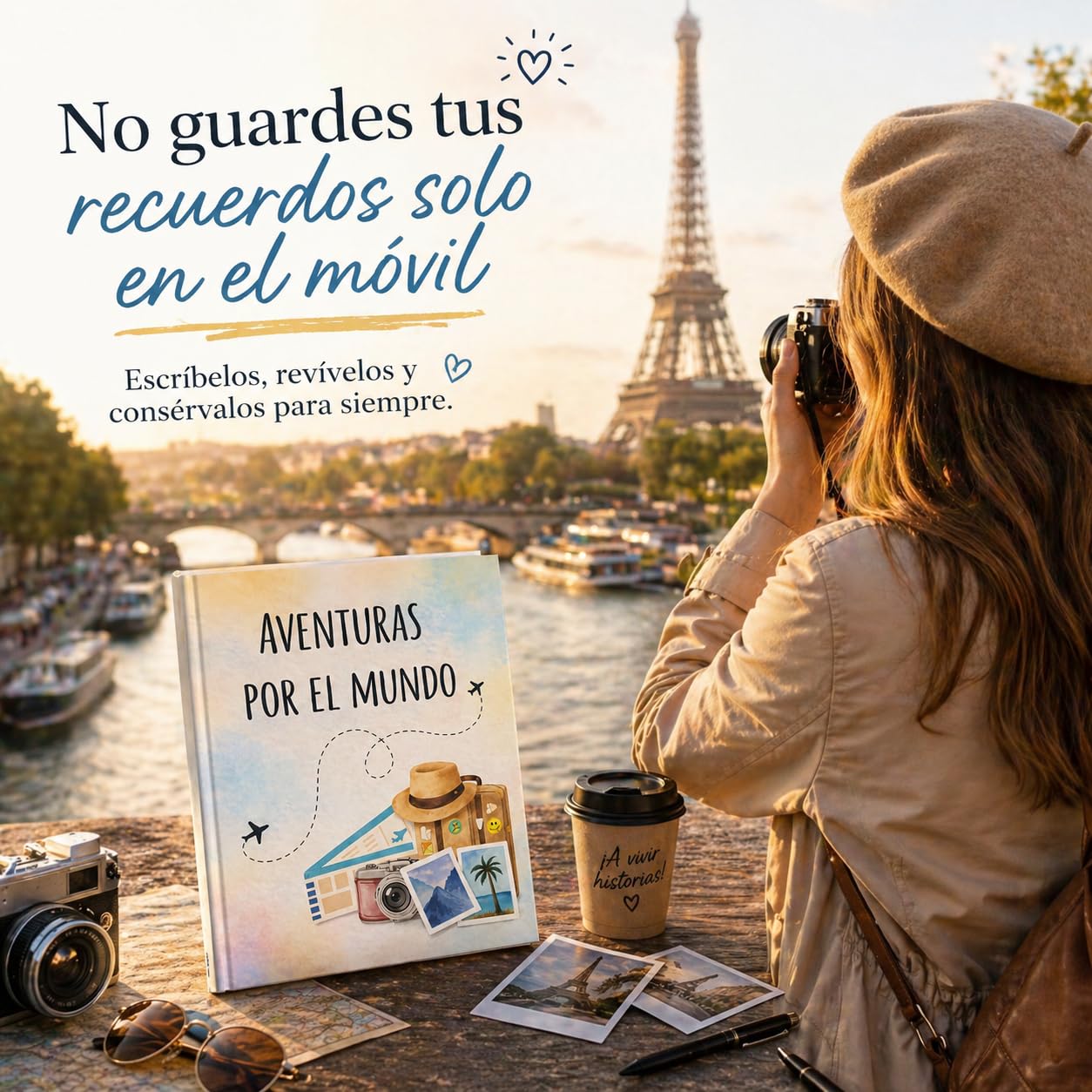 Álbum de Fotos de Viaje para Pegar y Escribir – Diario de Viaje y Scrapbook de Recuerdos | Travel Journal para Fotos y Experiencias | Libro Aventuras por el Mundo Regalo para Viajeros