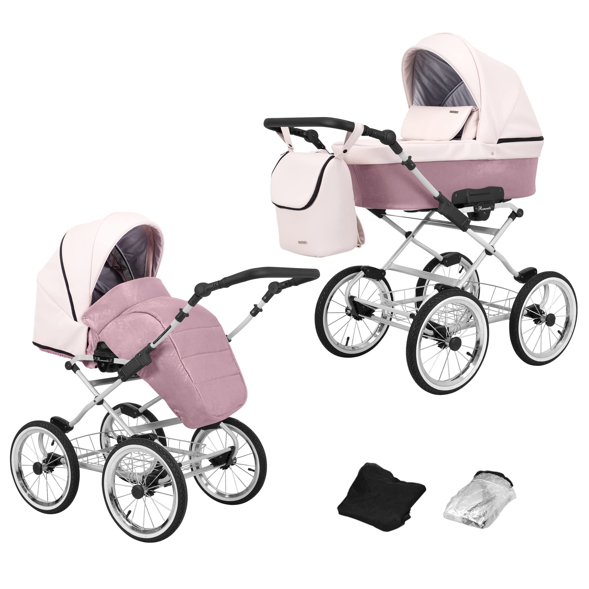 Poussette landau bébé 2 en 1 nacelle bébé Kunert ROMANTIC retro 2en1 pousette 2 in 1 accessoires