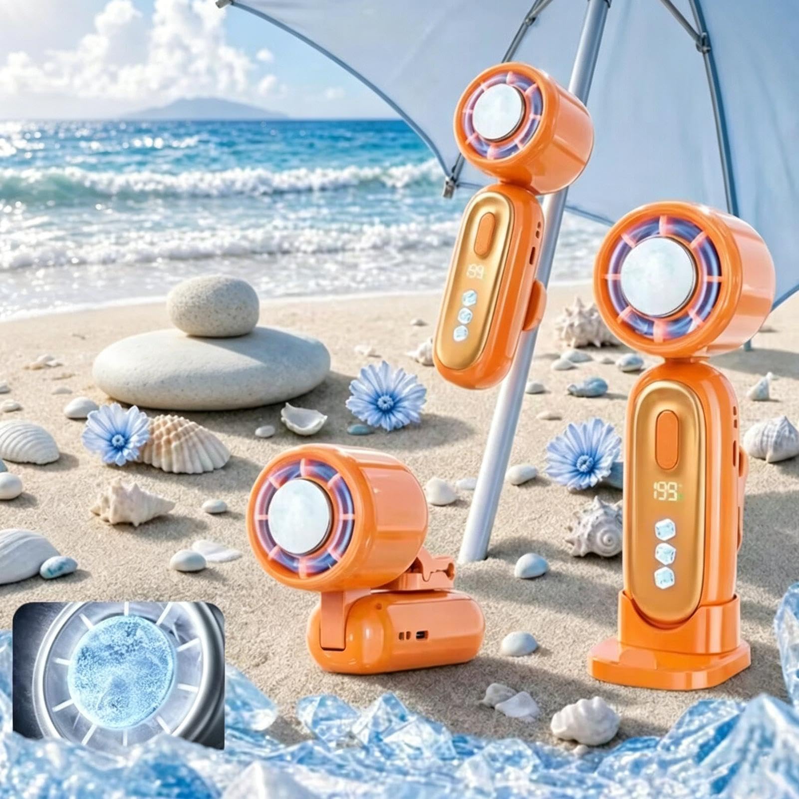 Ventilatore Elettrico Portatile Pieghevole Raffreddante Con Clip Posteriore | Mini Ventilatore a Batteria Ricaricabile Per Spiaggia Escursionismo Pesca Esterno Casa Ufficio Donna Uomo Bambini