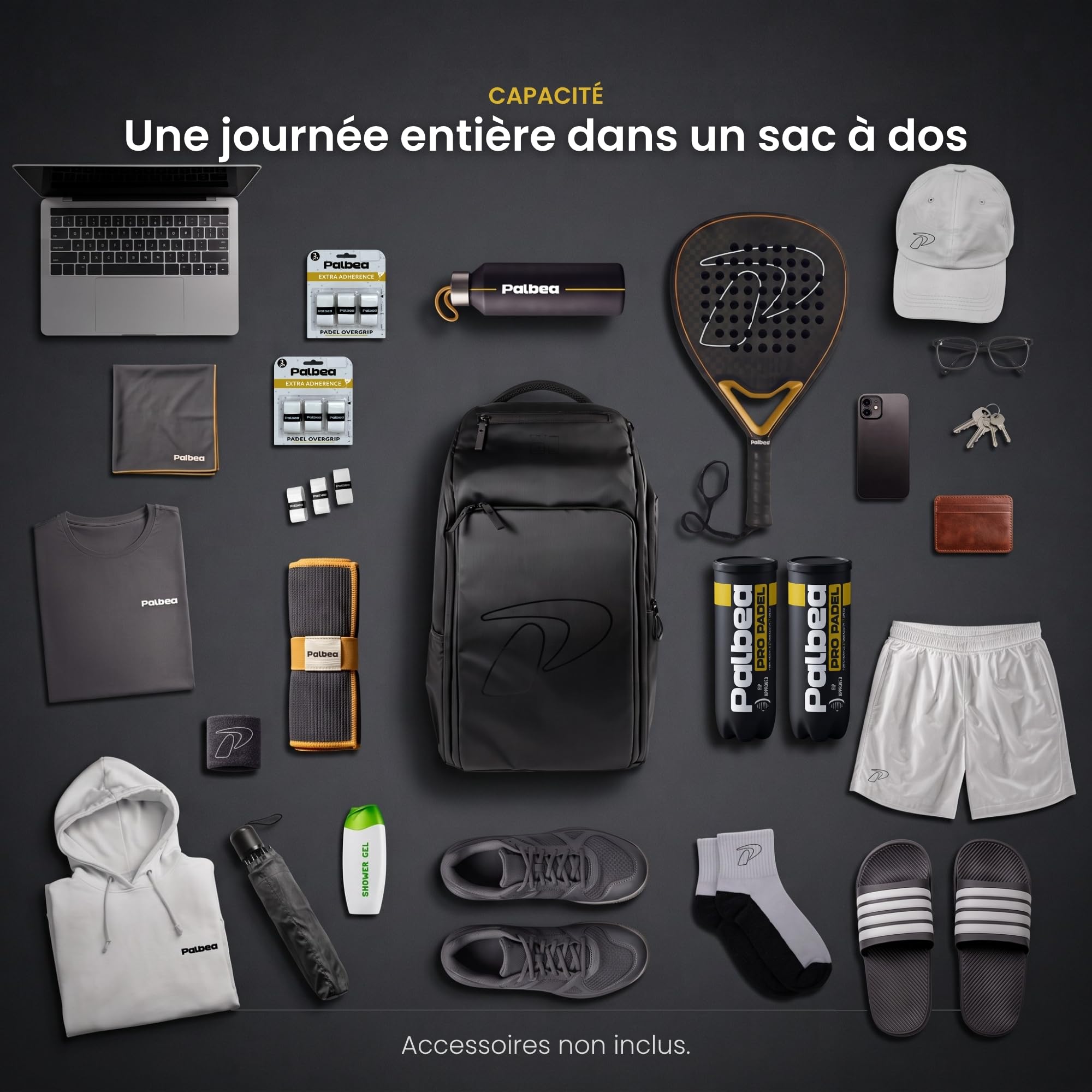 Palbea P-Bag Sac Padel 40L avec Espace pour Raquettes et Chaussures.