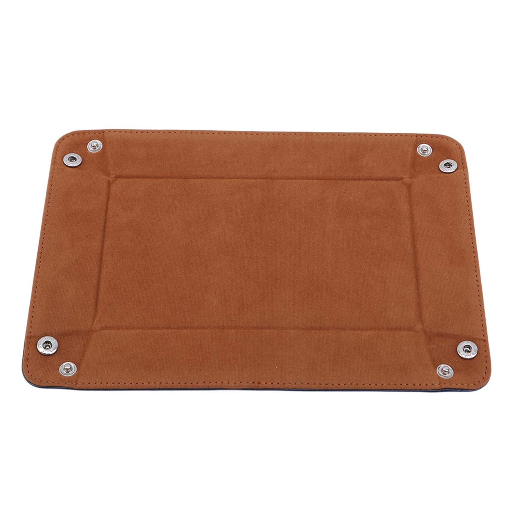 Meoliny Faux Leather Tray Household Vanity Small Items Place Tray for Bathroom Living Room,Brown (Small)