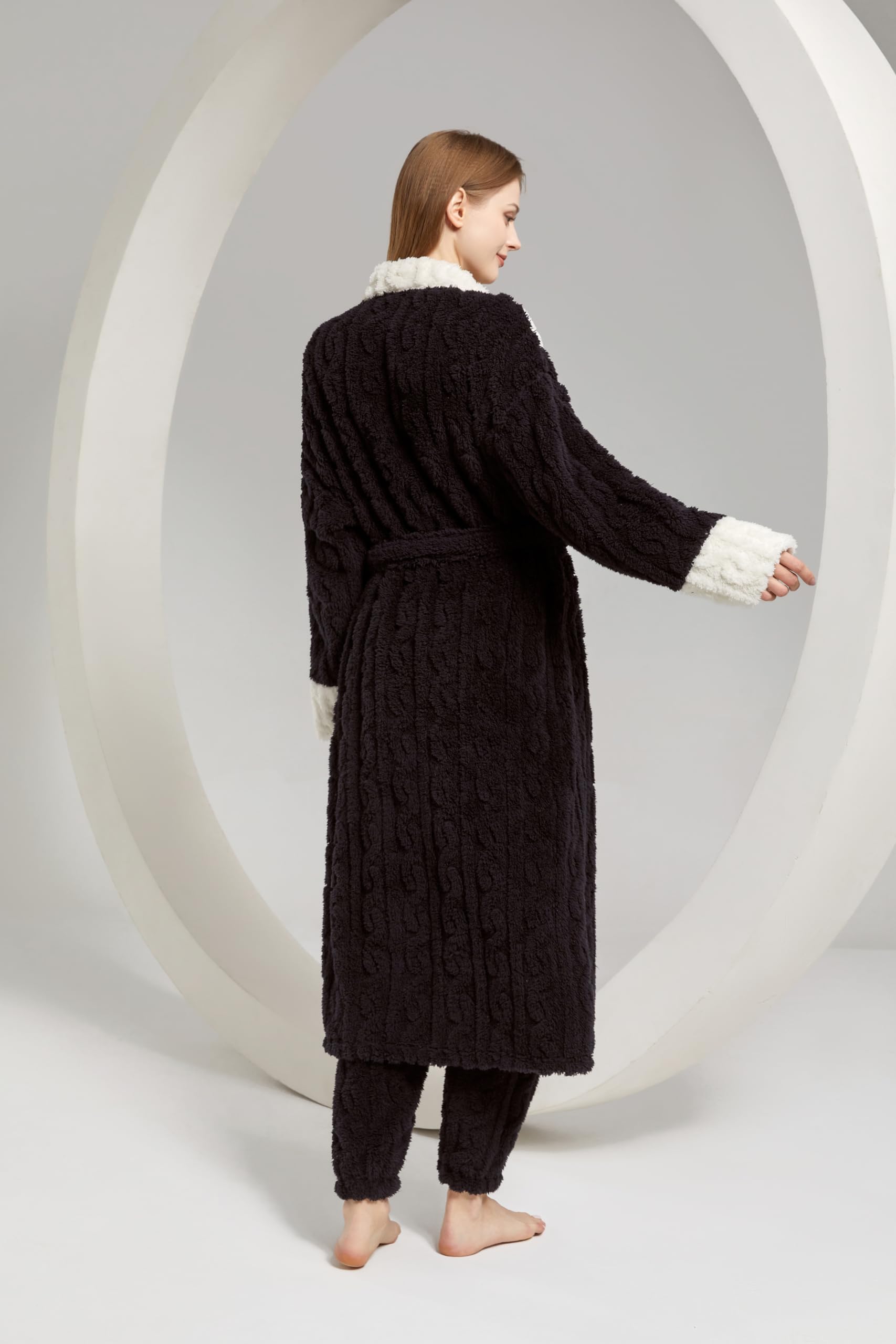 Pigiama Invernale da Donna Pigiama Caldo da Donna Lungo Inverno, Elegante Set di Pigiama in Pila di Corallo, Abbigliamento da Casa