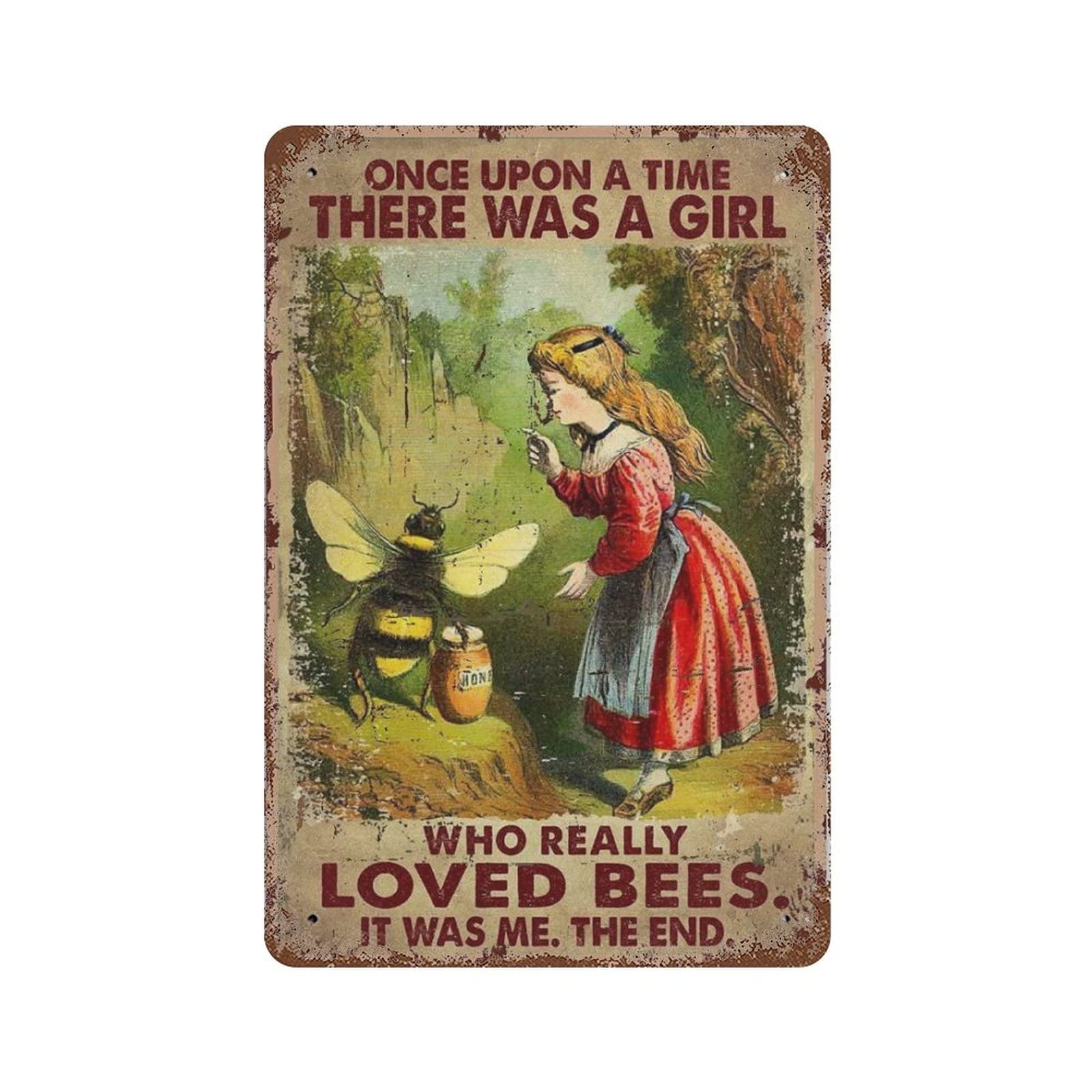 AOOEDM Bee Honey Vintage Metal Sign for Home Shop Coffee Garage Man Cave Signs Wall Plaque Kitchen Bar Sign Wall Decor Poster