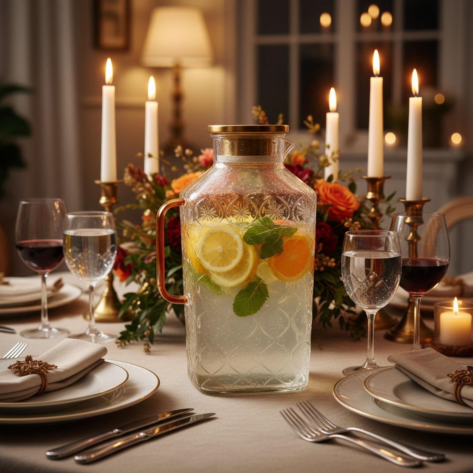Colcolo Glaskrug, Wasserkocher, transparent, großes Fassungsvermögen, Behälter für Wasser, Saft, Getränke und Kaffee, Goldgriff