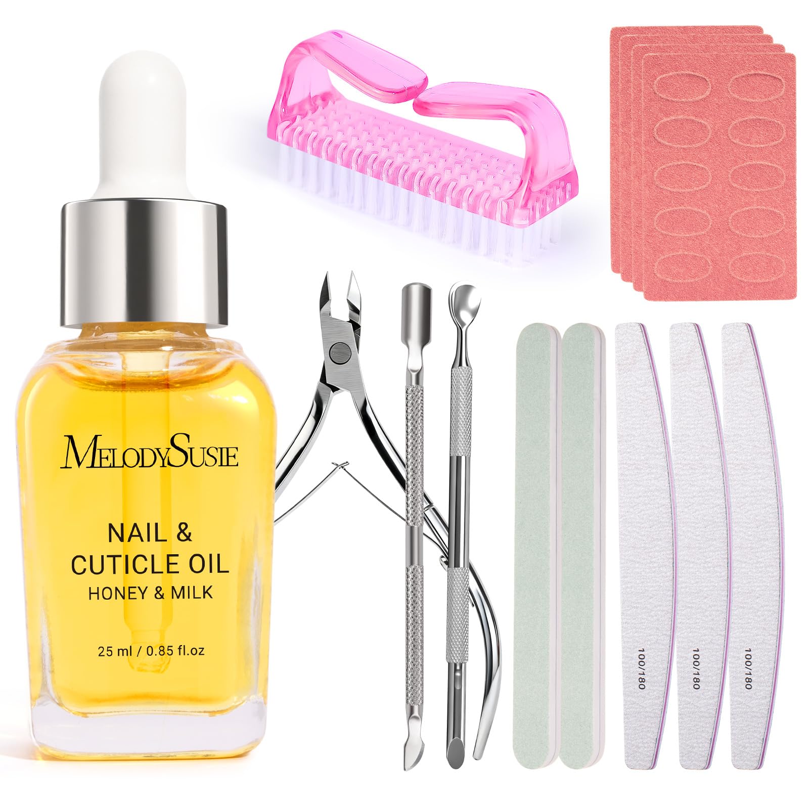MelodySusie 14PCS Manicure Tools Kit Nail Care Kit with Nail File Cuticle Trimmer and Pusher Mini Sandpaper Nail