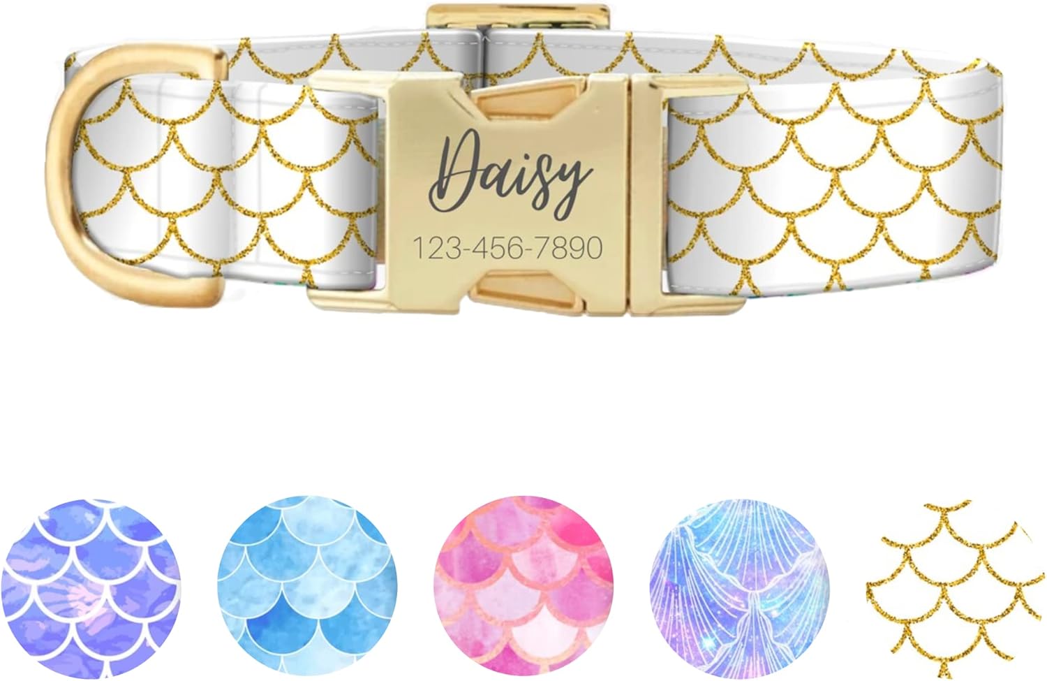 Mermaid Dog Collar, Personalized Dog Collar with Name