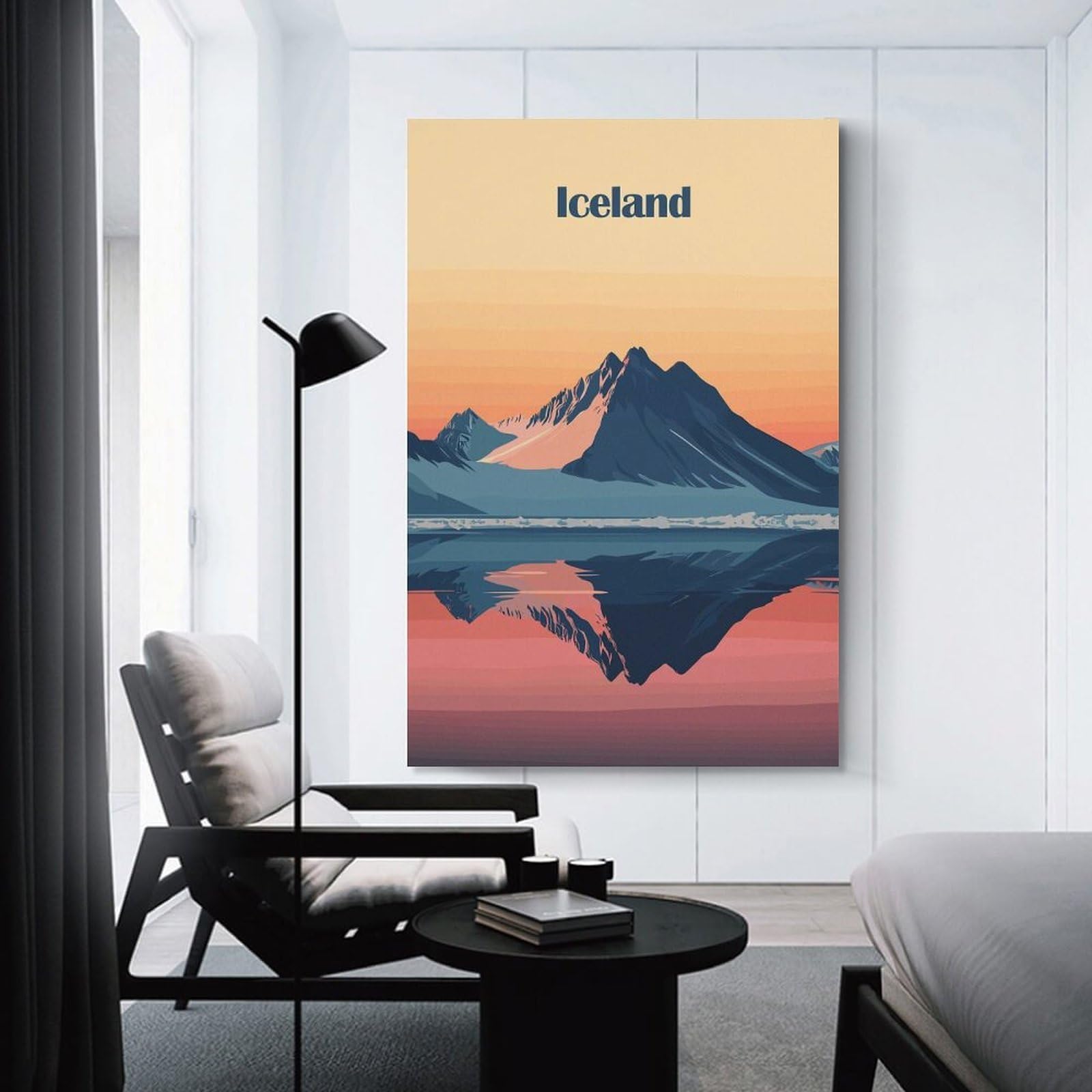 Junmoney Unframe-Style-19 Canvas Art Print Iceland Mountain Sunset, 24X36inch(60X90cm), For Contemporary Homes, Apartments Or Offices, Decorative Canvas Decor For Home Updates