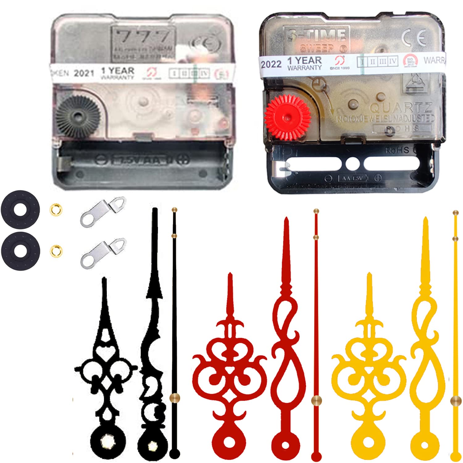 YONOTA® A Product of SONAM Quartz Combo of Sweep & Ticking Silent Movement Machine for Analog Wall Clock Hand (2 Sets DIY) (Needle -Maroon, Black, Gold) , Plastic-image-23