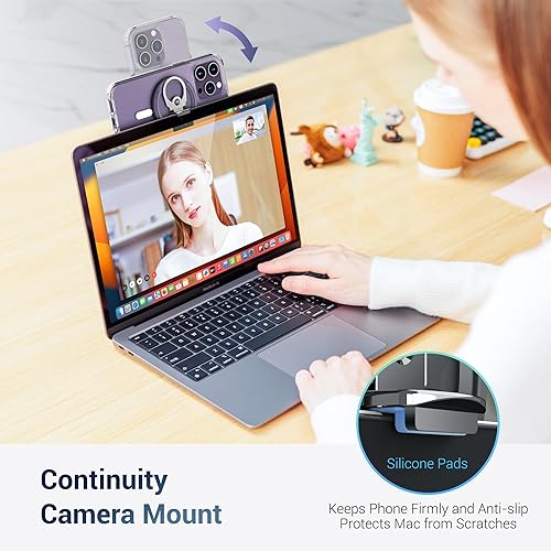 Miniatura 2 de PROfezzion Soporte de cámara continuidad con para portátiles MacBook, fuerte soporte magnético para iPhone 15, 14, 13, 12, soporte para cámara web