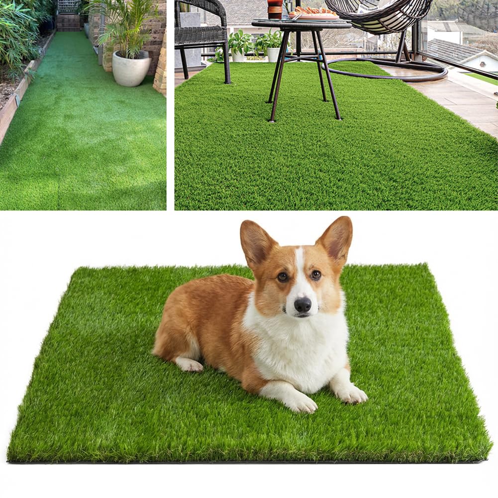 Petgrow Artificial Grass 45mm, Fake Grass High-Density Filament Self-Draining Decorative Simulated Lawn Easy to Clean, Suitable for Gardens, Courtyards, and Pool Sides (1M × 2M)