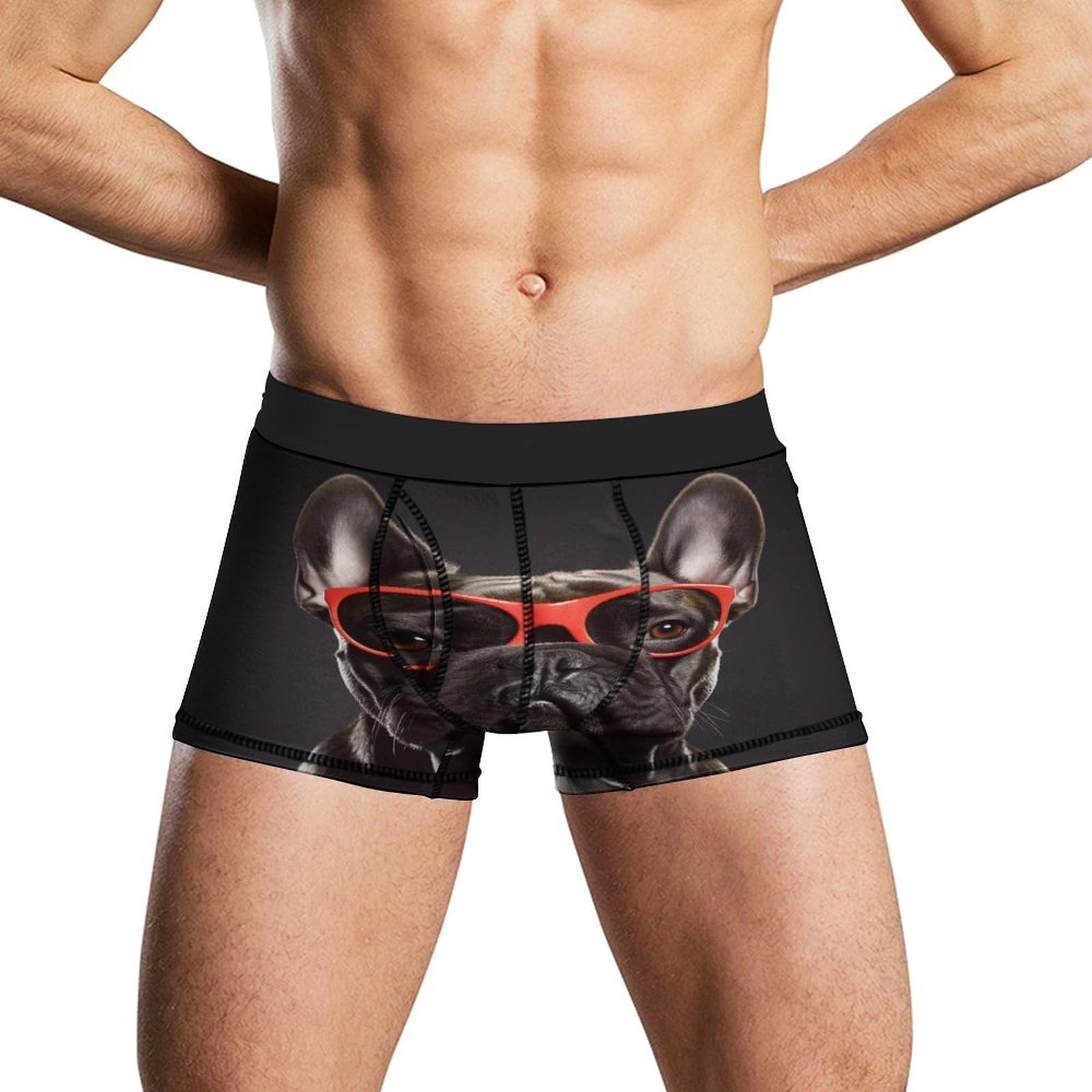 Koayubfc Men's French Bulldog Boxer Briefs With Fly Moisture-Wicking Underwear Comfort Briefs