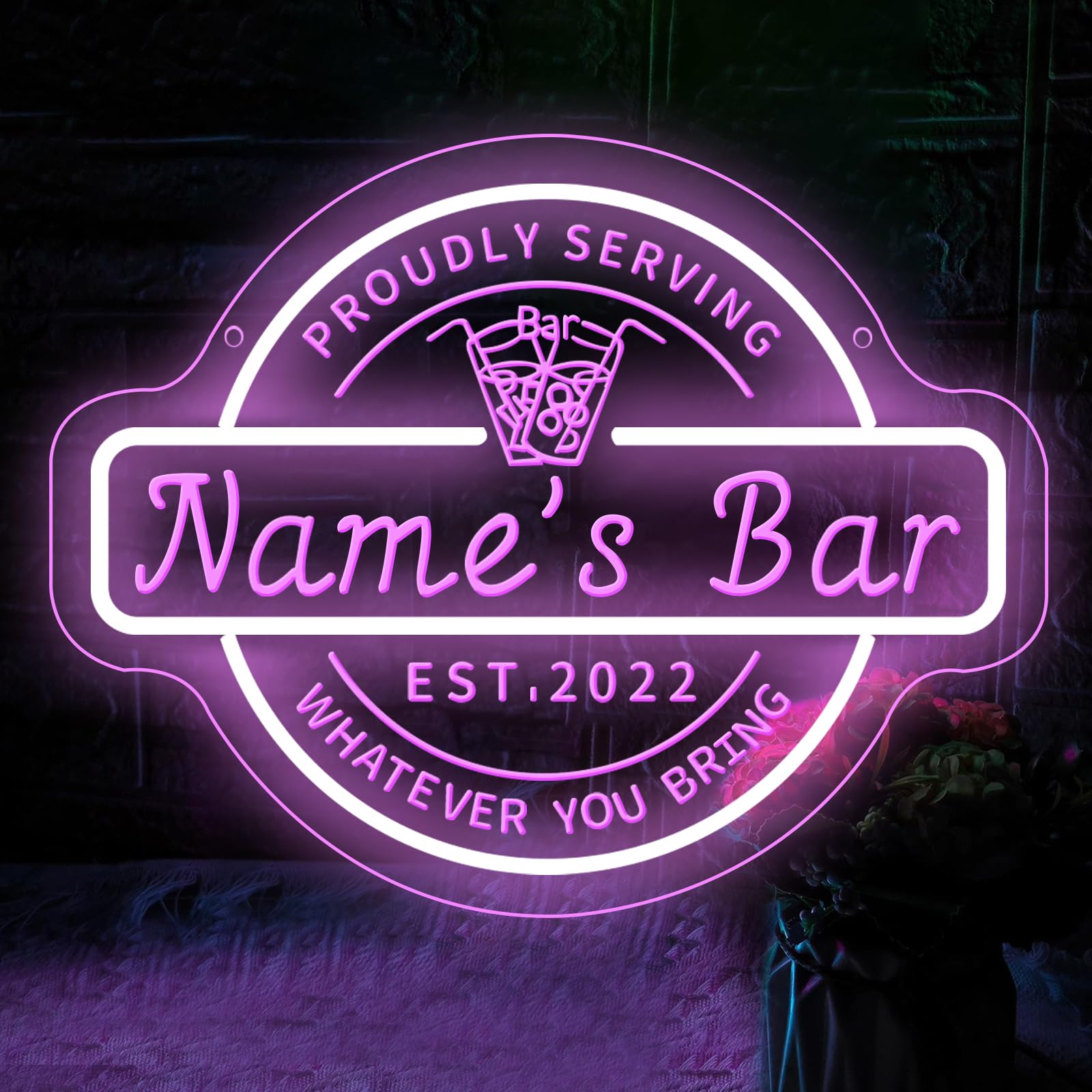 Panneau néon à DEL personnalisé pour bar, salle de bain, cave, cadeau pour homme, papa, décoration murale à intensité variable pour pub, bistrot, entreprise