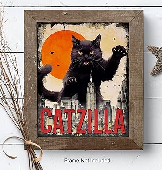 Amazon.com: Catzilla Black cat Wall Art - Cat Wall Art