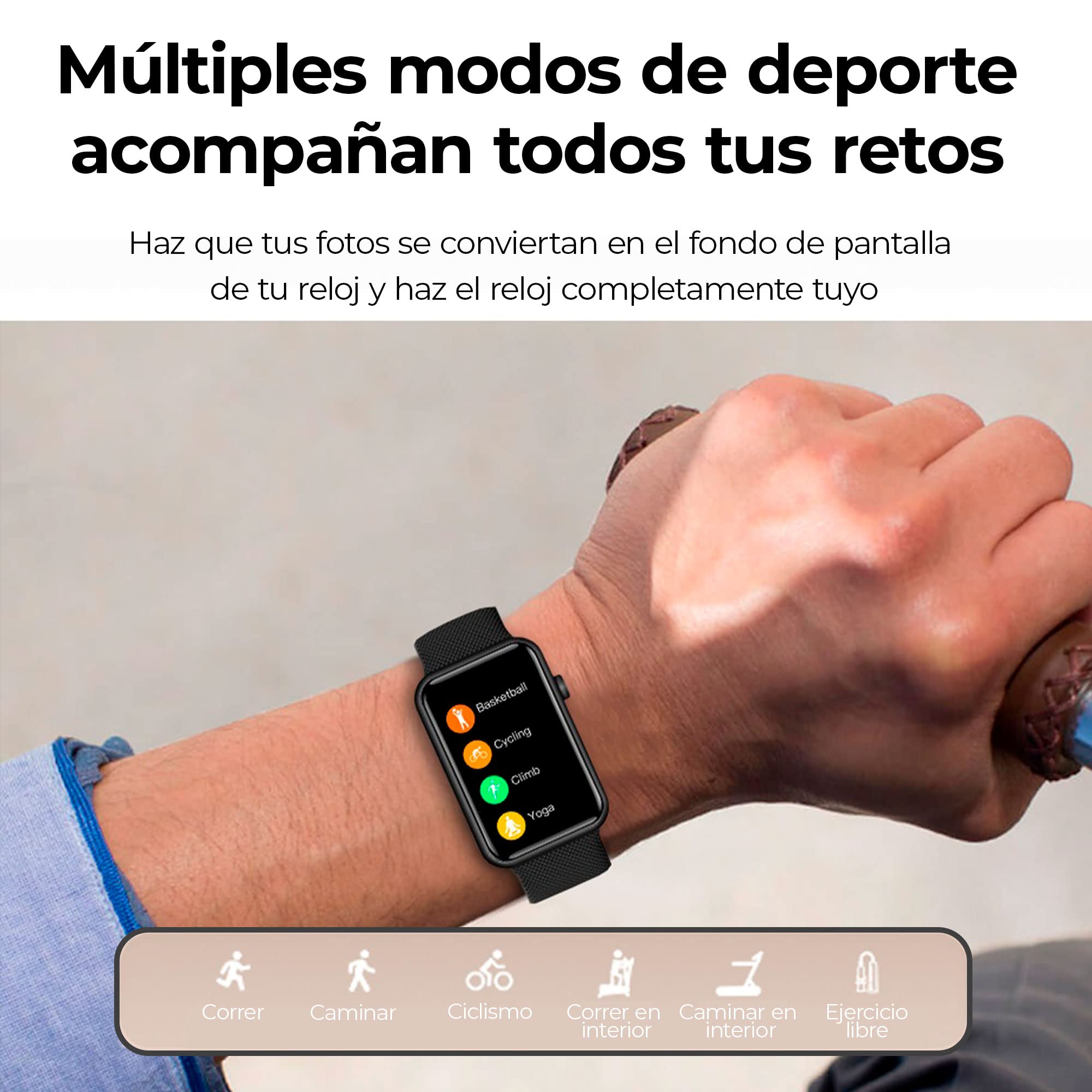 Ksix Tube Reloj Inteligente Hombre y Mujer Multideporte, Smartwatch con Llamadas y Notificaciones, Localizador, Pulsera de Actividad con Podómetro, Pulsómetro y Oxígeno en Sangre. App Propia. Negro
