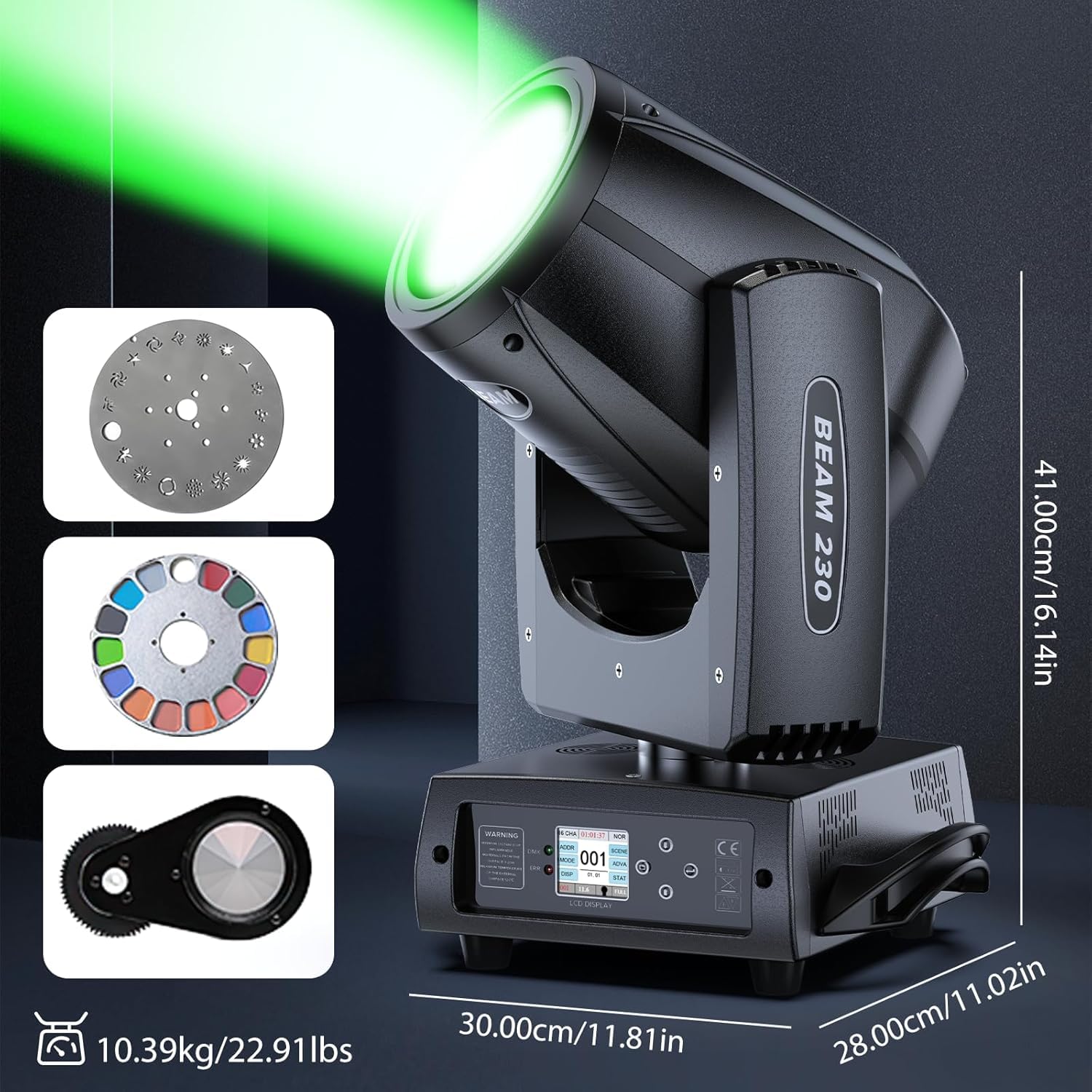 230W 7R LED Teste Mobili, dmx512 Discoteca Palcoscenico Spot Beam con 24 Prisma 4 Modalità di Controllo Luce Party per Matrimonio DJ Party Live Band Mostra (2 pezzo con flightcase)