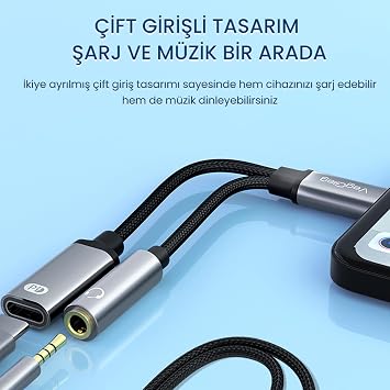 VegGieg Type-C to 3.5mm Headphone and Type-C Charge Converter Adapter