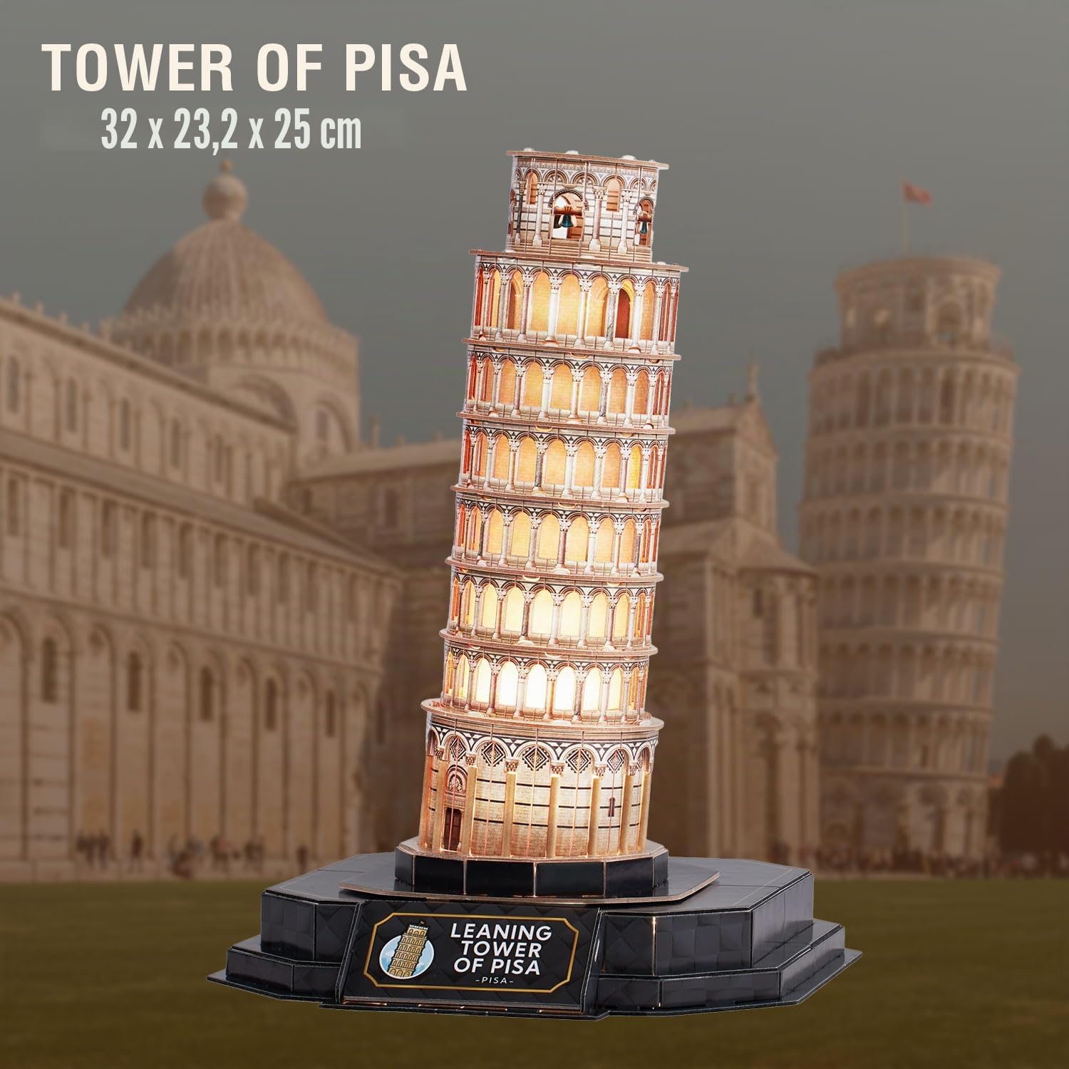 Puzzle 3d - Torre Di Pisa Led | Puzzles 3d Regalo Bambino 8 Anni | Puzzle 3d Per Bambini E Puzzles 3d Per Adulti | Modellini Da Costruire | Giochi Per Bambini | 44 Pezzi