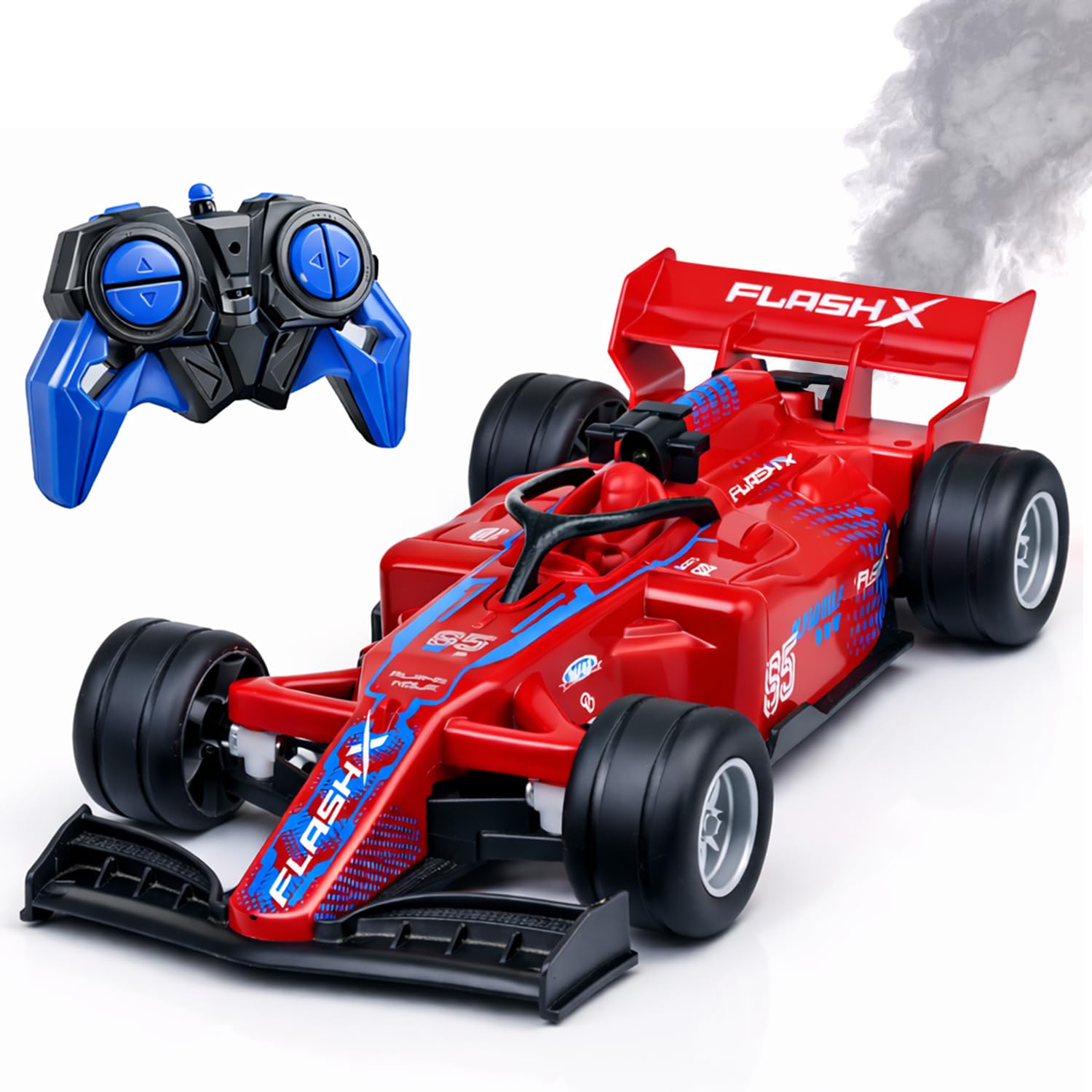 High-Speed RC Car for Kids| 2.4GHz Remote Control Car with 150+ ft Range| Mist Smoke Effect| LED Lights| Multi-Direction Control| USB Type-C Rechargeable Racing Car Toy|Red-image-49