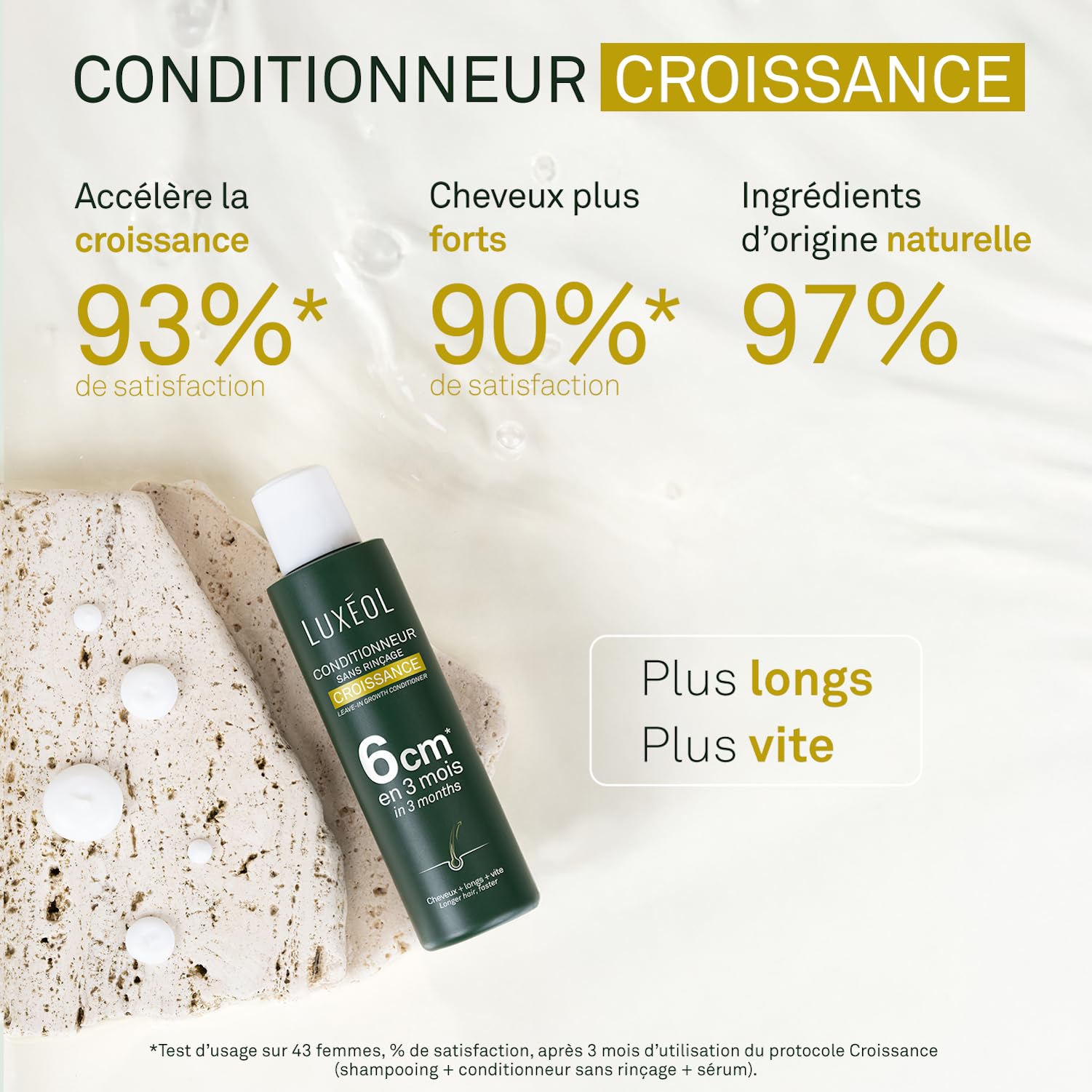 LUXEOL - Routine Croissance In & Out* - Cheveux + longs + vite - Shampooing (200 ml) + Conditionneur (150 ml) + Sérum (100 ml) + Complément Alimentaire Pousse, Croissance & Fortification (3 Mois)